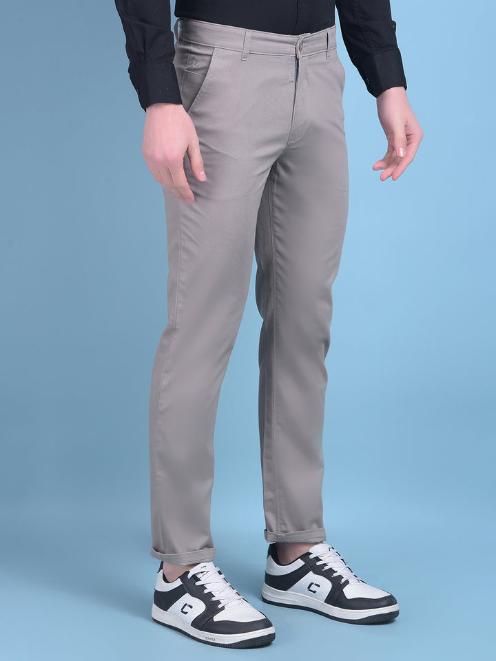 Grey Printed Stretchable Cotton Trousers-Men Trousers-Crimsoune Club