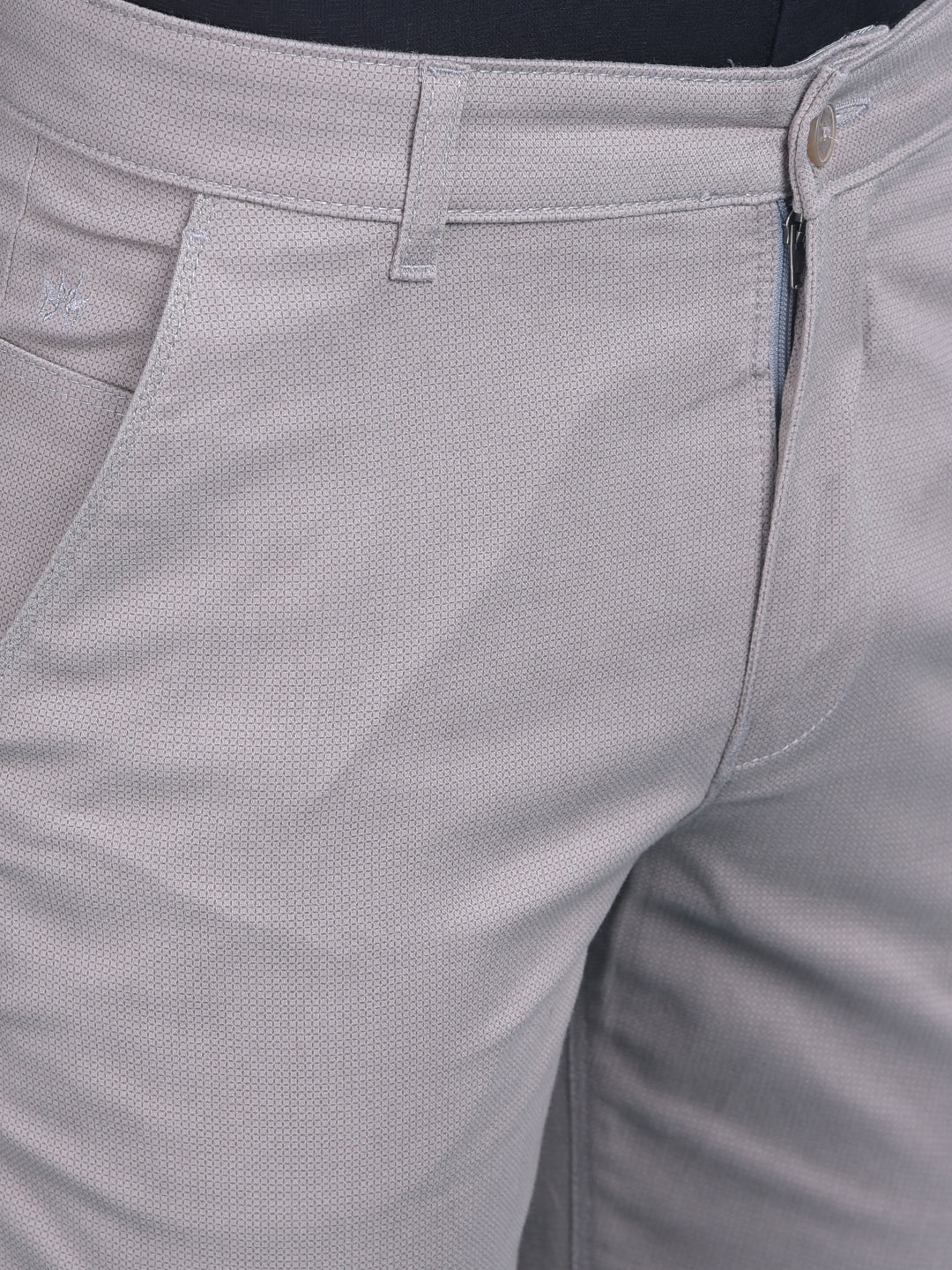 Grey Printed Stretchable Cotton Trousers-Men Trousers-Crimsoune Club