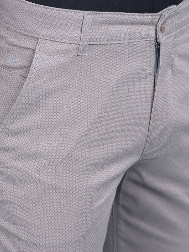 Grey Printed Stretchable Cotton Trousers-Men Trousers-Crimsoune Club