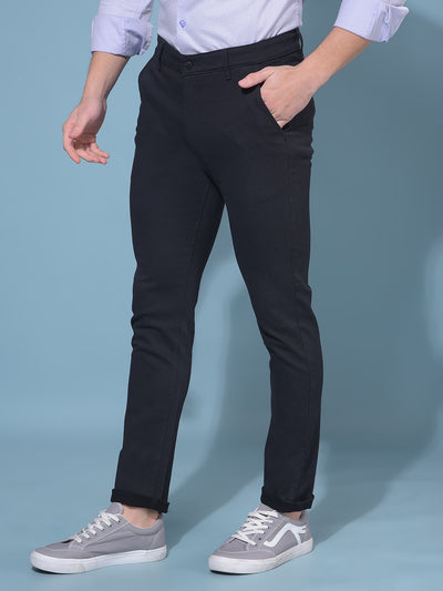 Black Stretchable Printed Trousers-Men Trousers-Crimsoune Club