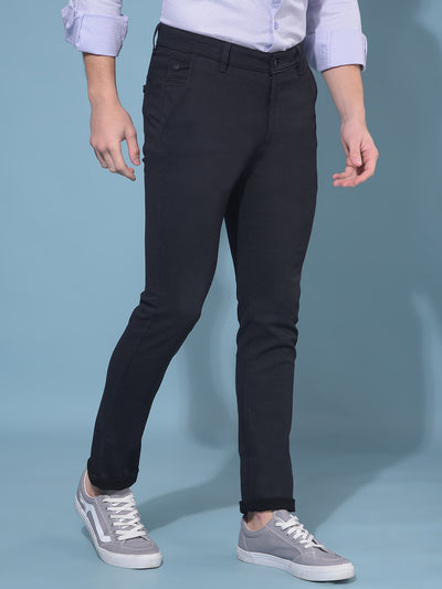 Black Stretchable Printed Trousers-Men Trousers-Crimsoune Club