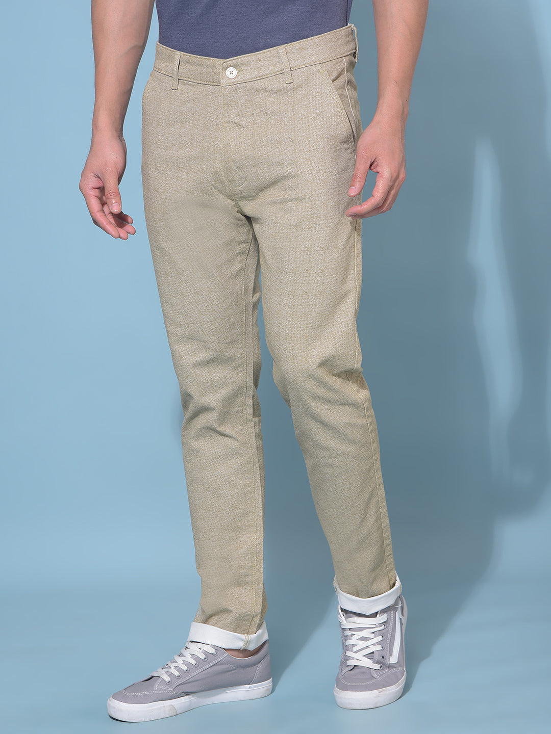 Beige Stretchable Trousers-Men Trousers-Crimsoune Club