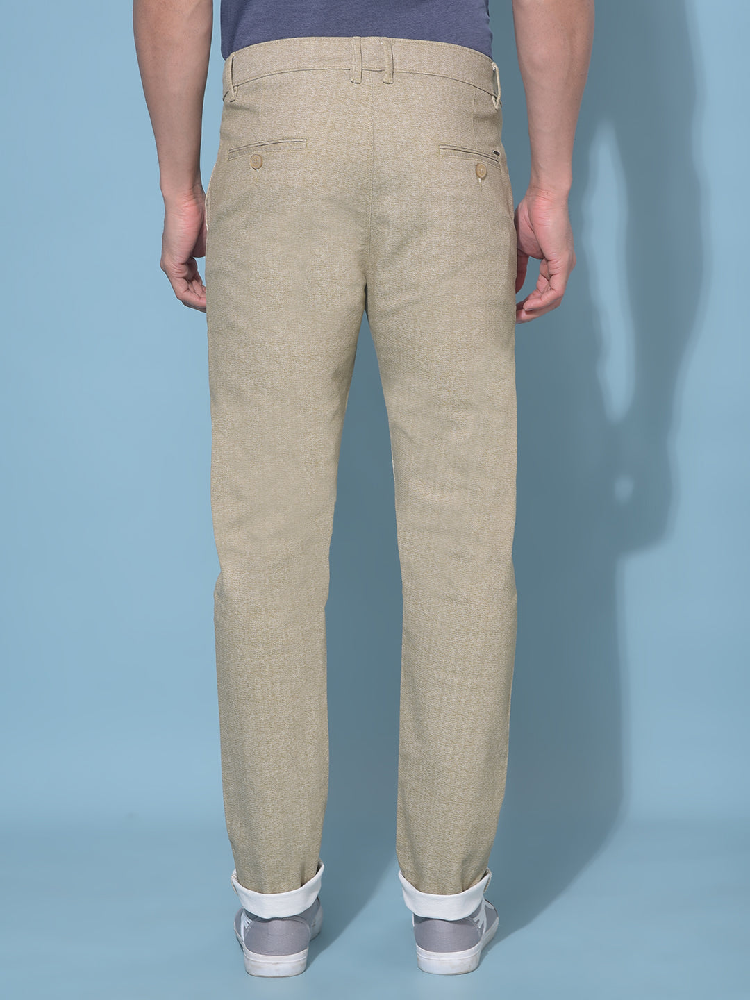 Beige Stretchable Trousers-Men Trousers-Crimsoune Club