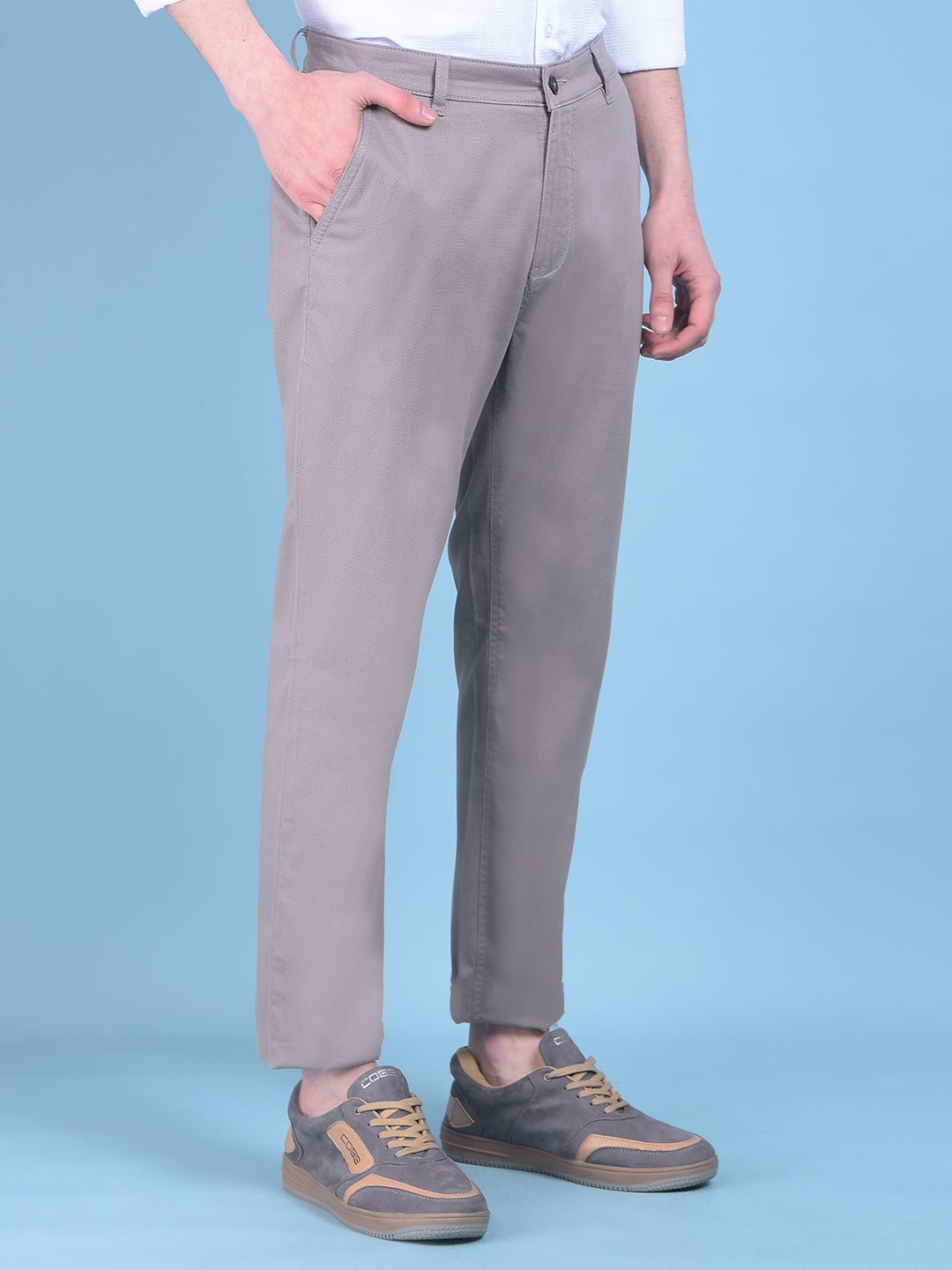 Grey Chinos Trousers-Men Trousers-Crimsoune Club