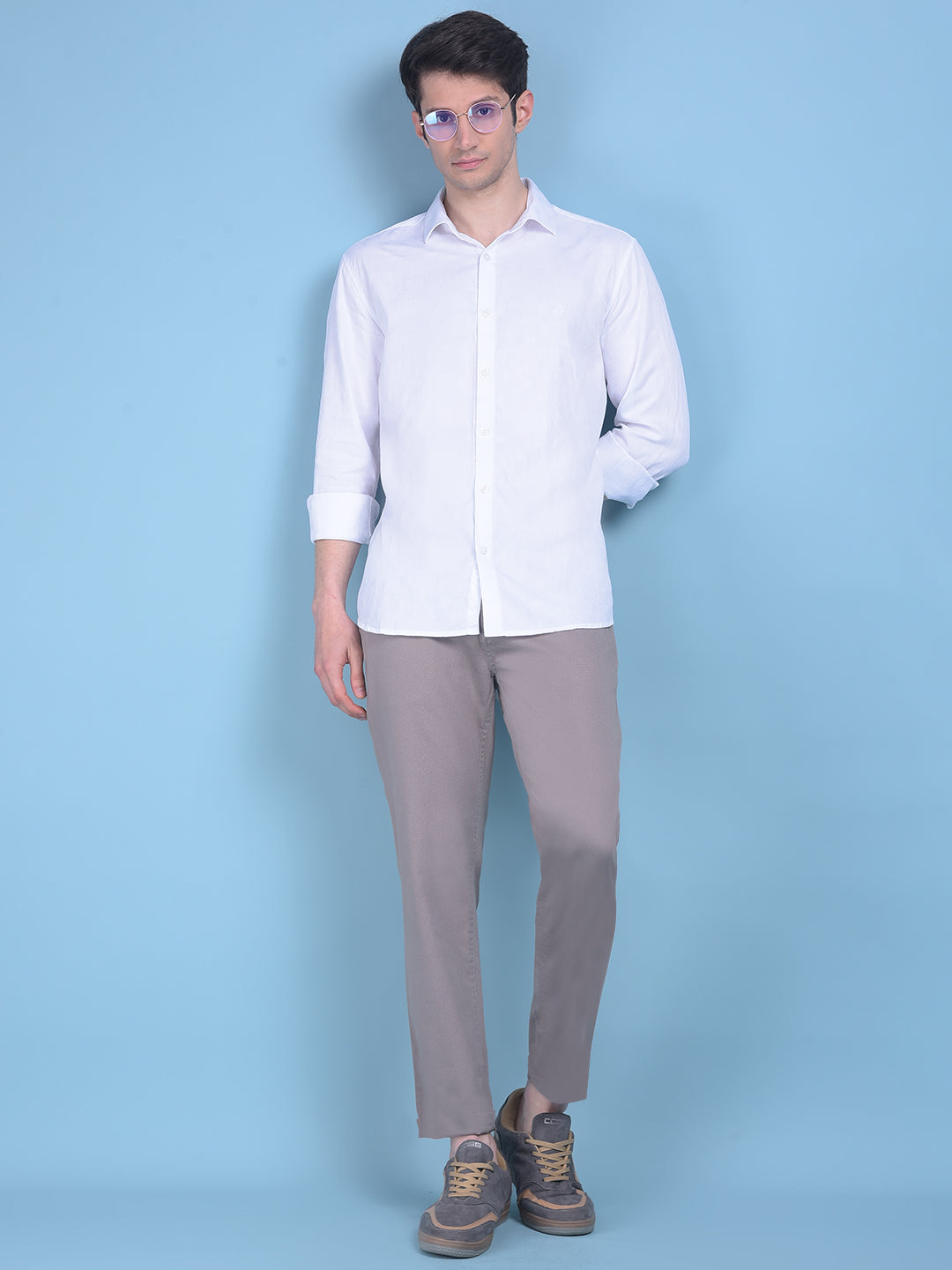 Grey Chinos Trousers-Men Trousers-Crimsoune Club