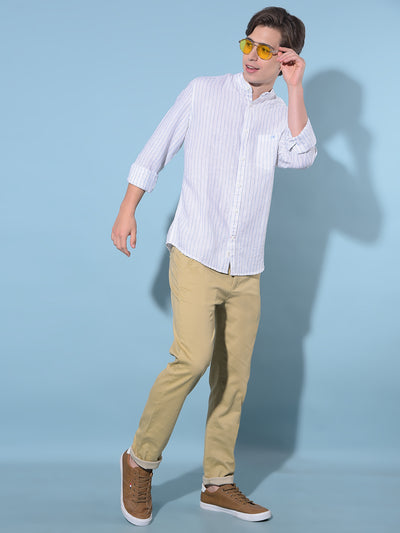 Beige Cotton Trousers-Men Trousers-Crimsoune Club