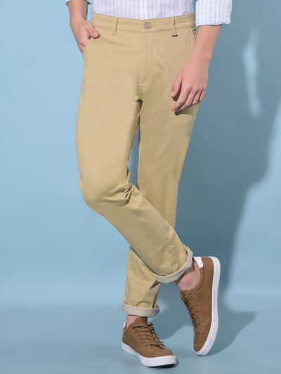 Beige Cotton Trousers-Men Trousers-Crimsoune Club