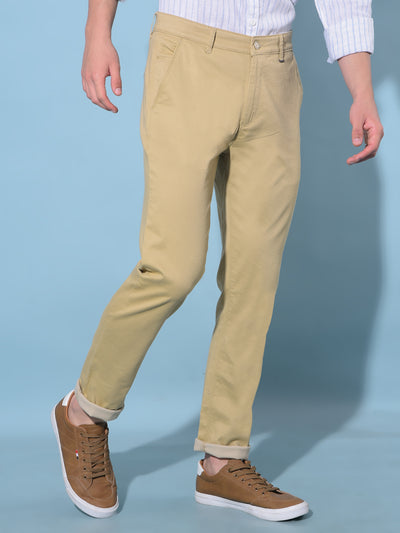 Beige Cotton Trousers-Men Trousers-Crimsoune Club