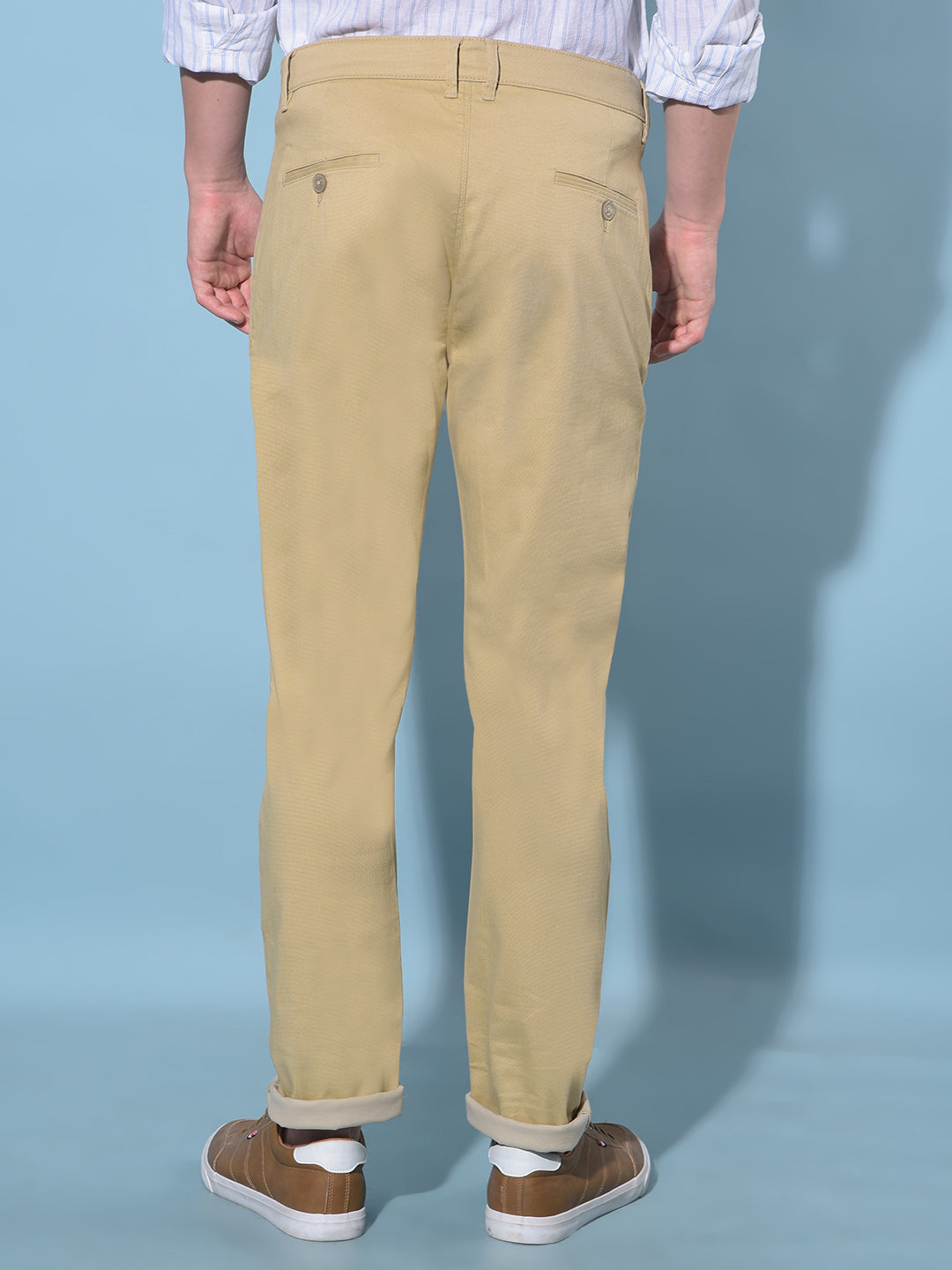 Beige Cotton Trousers-Men Trousers-Crimsoune Club