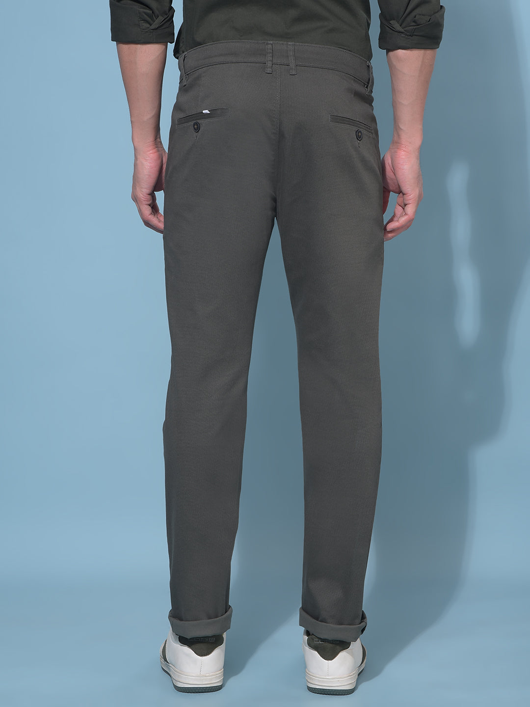 Olive Stretchable Cotton Trousers-Men Trousers-Crimsoune Club