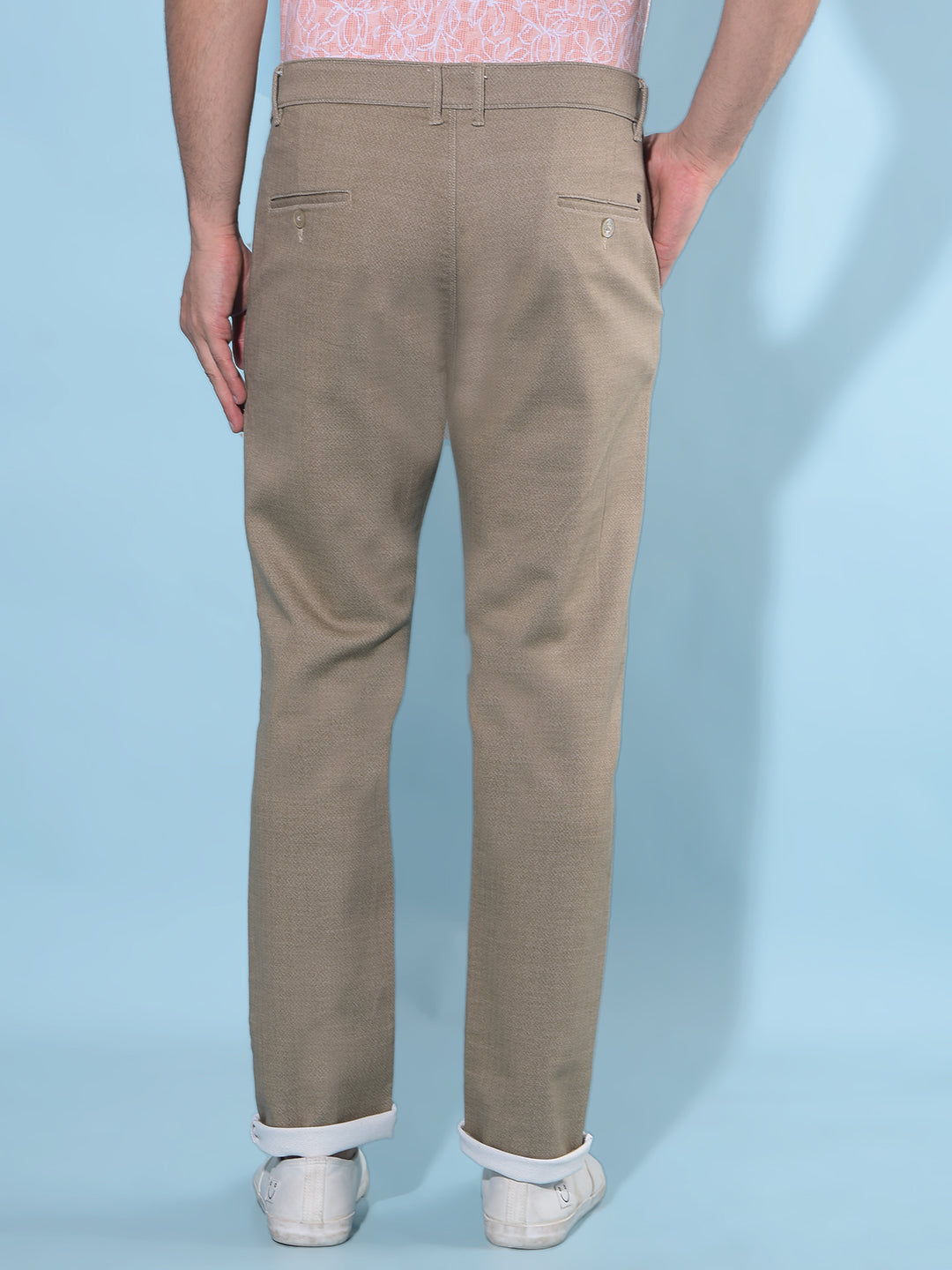 Brown Regular Stretchable Trousers-Men Trousers-Crimsoune Club