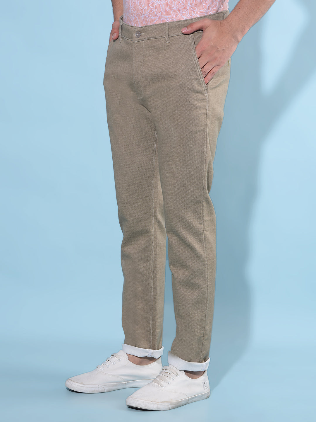 Brown Regular Stretchable Trousers-Men Trousers-Crimsoune Club