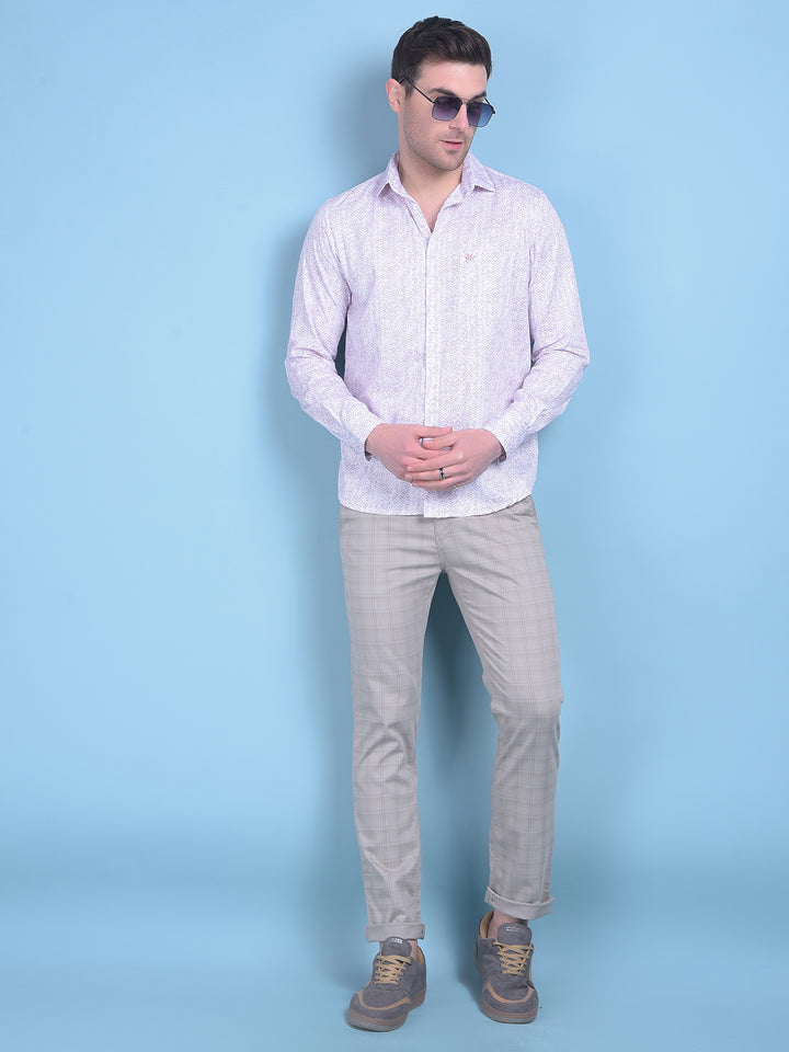 Grey Checked Stretchable Trousers-Men Trousers-Crimsoune Club