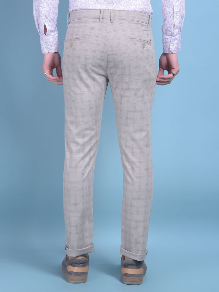Grey Checked Stretchable Trousers-Men Trousers-Crimsoune Club