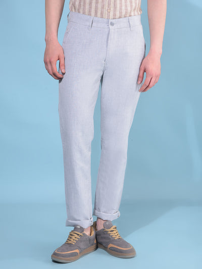 Grey Printed Cotton Trousers-Men Trousers-Crimsoune Club