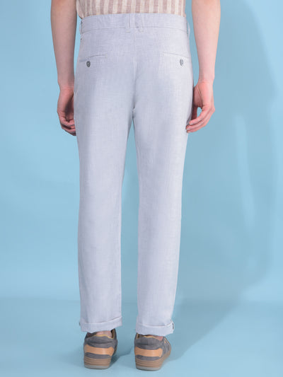 Grey Printed Cotton Trousers-Men Trousers-Crimsoune Club