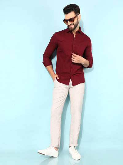 Brown Printed Cotton Trousers-Men Trousers-Crimsoune Club