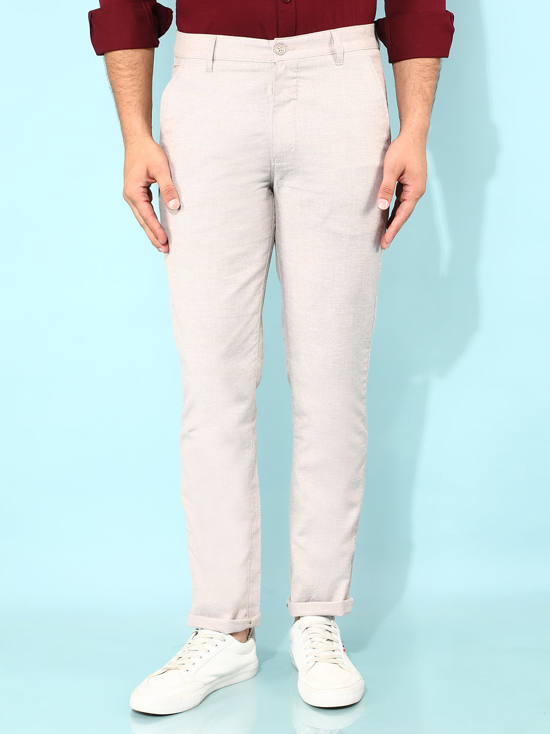 Brown Printed Cotton Trousers-Men Trousers-Crimsoune Club