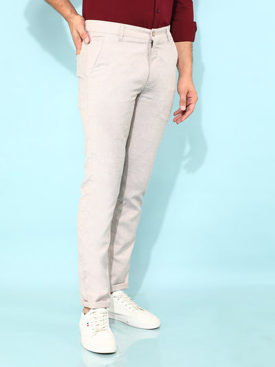 Brown Printed Cotton Trousers-Men Trousers-Crimsoune Club