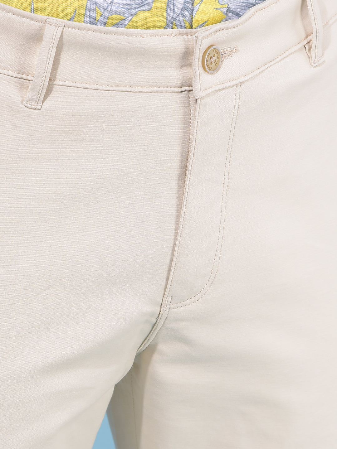 Beige Cotton Trousers-Men Trousers-Crimsoune Club