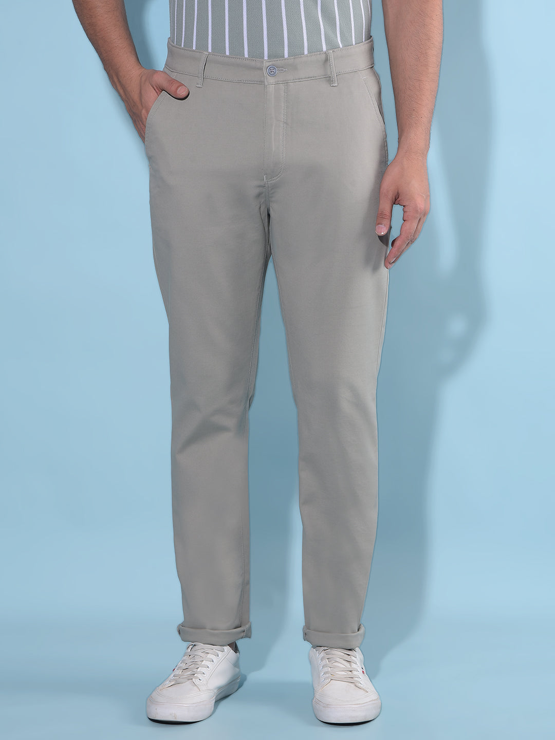 Grey Cotton Trousers-Men Trousers-Crimsoune Club