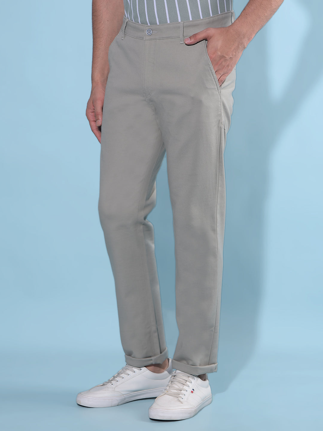 Grey Cotton Trousers-Men Trousers-Crimsoune Club