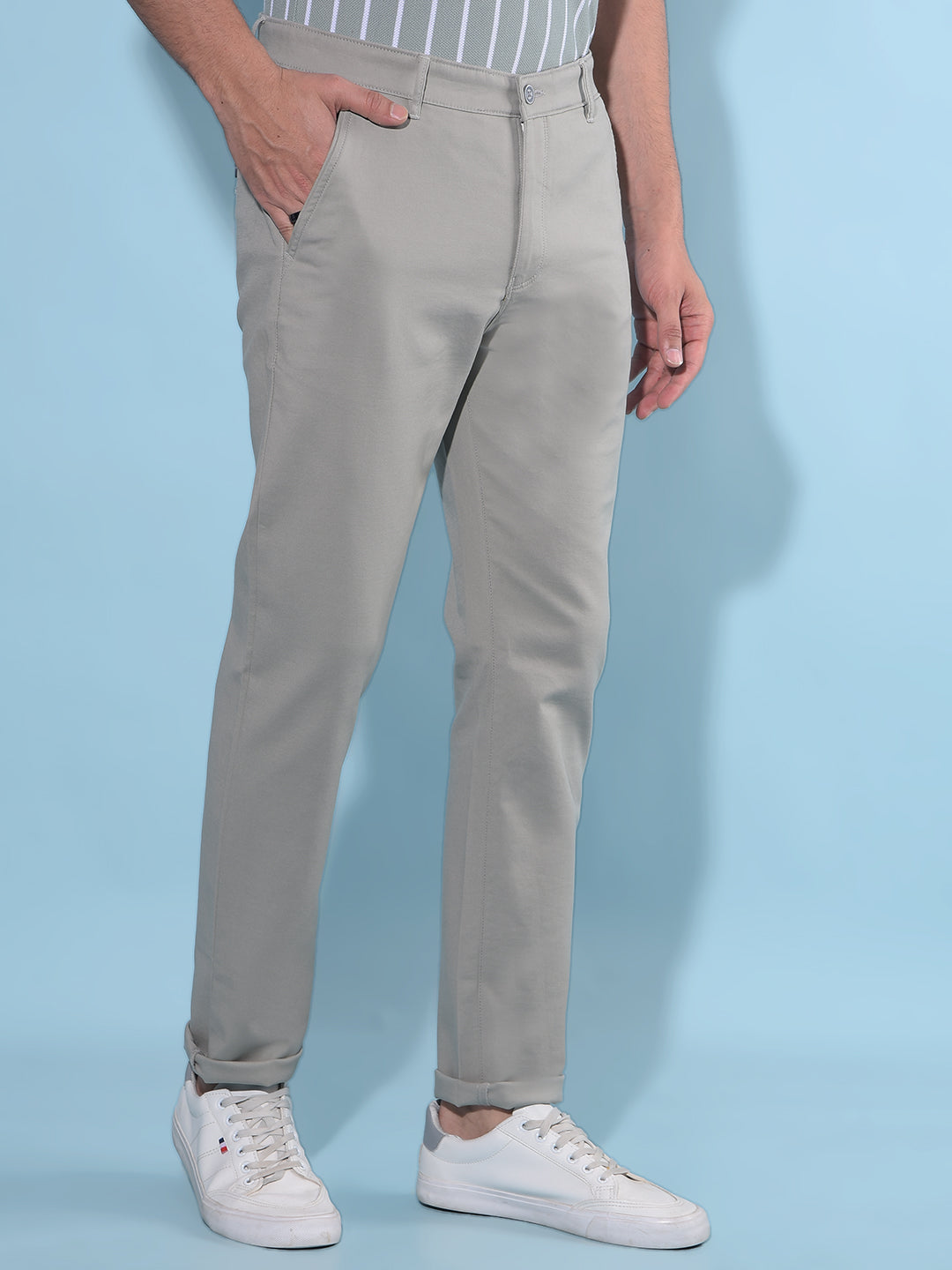 Grey Cotton Trousers-Men Trousers-Crimsoune Club