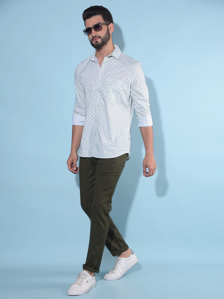 Olive Stretchable Trousers-Men Trousers-Crimsoune Club