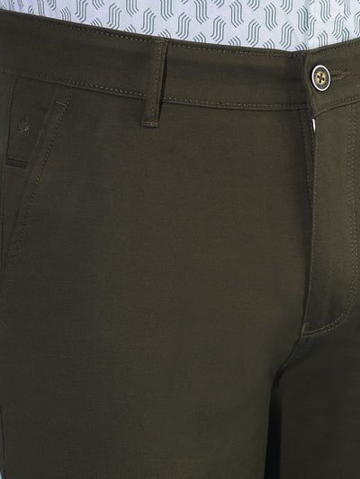 Olive Stretchable Trousers-Men Trousers-Crimsoune Club