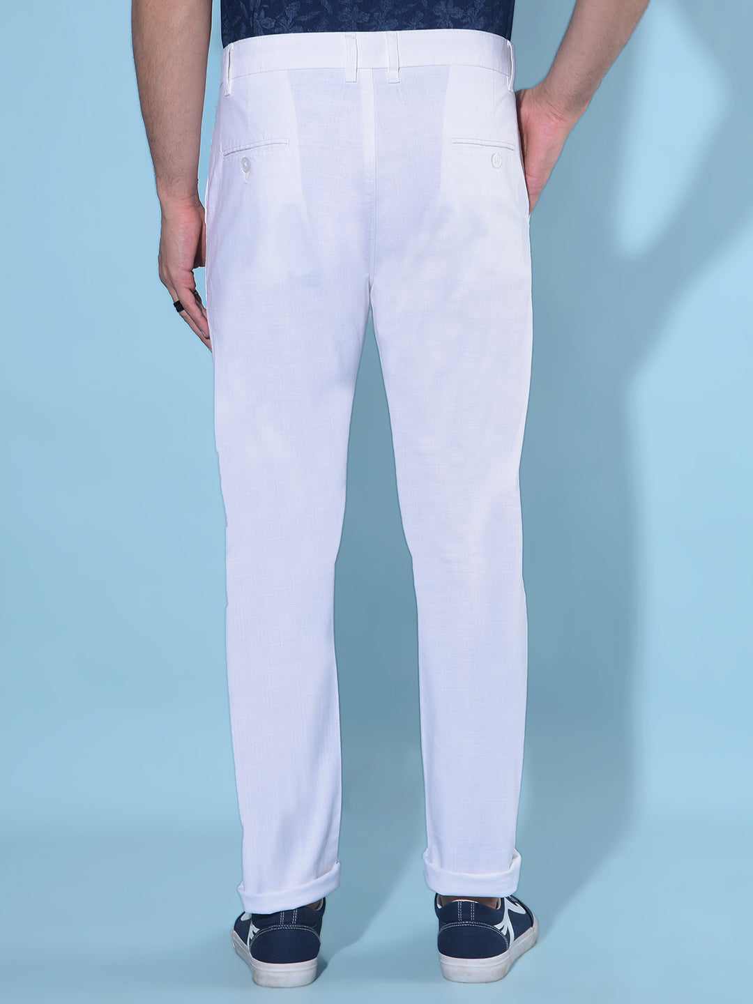 White Cotton Trousers-Men Trousers-Crimsoune Club