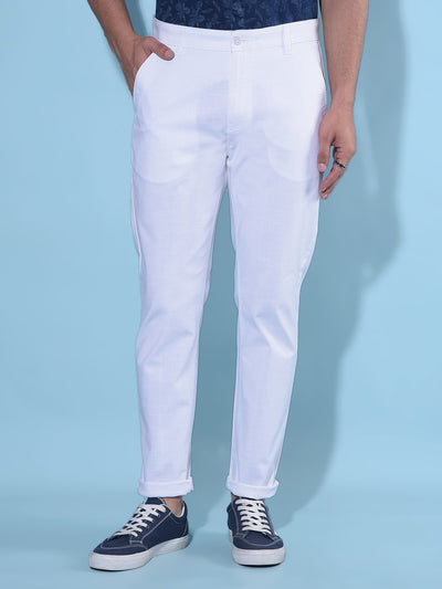 White Cotton Trousers-Men Trousers-Crimsoune Club