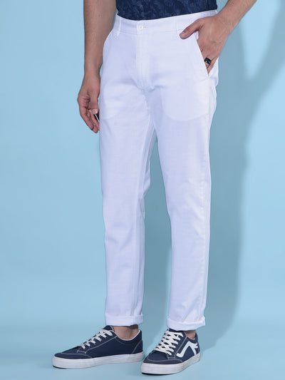White Cotton Trousers-Men Trousers-Crimsoune Club