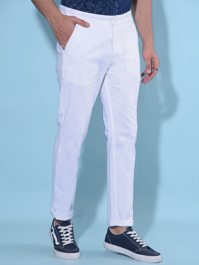 White Cotton Trousers-Men Trousers-Crimsoune Club