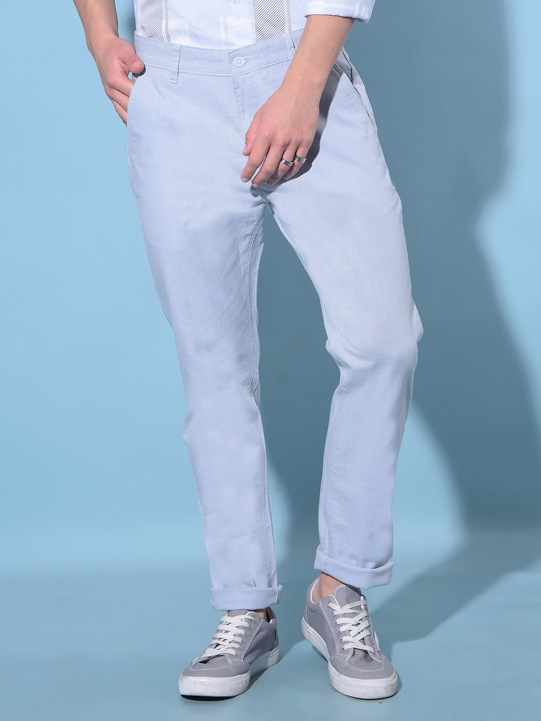 Grey Cotton Trousers-Men Trousers-Crimsoune Club