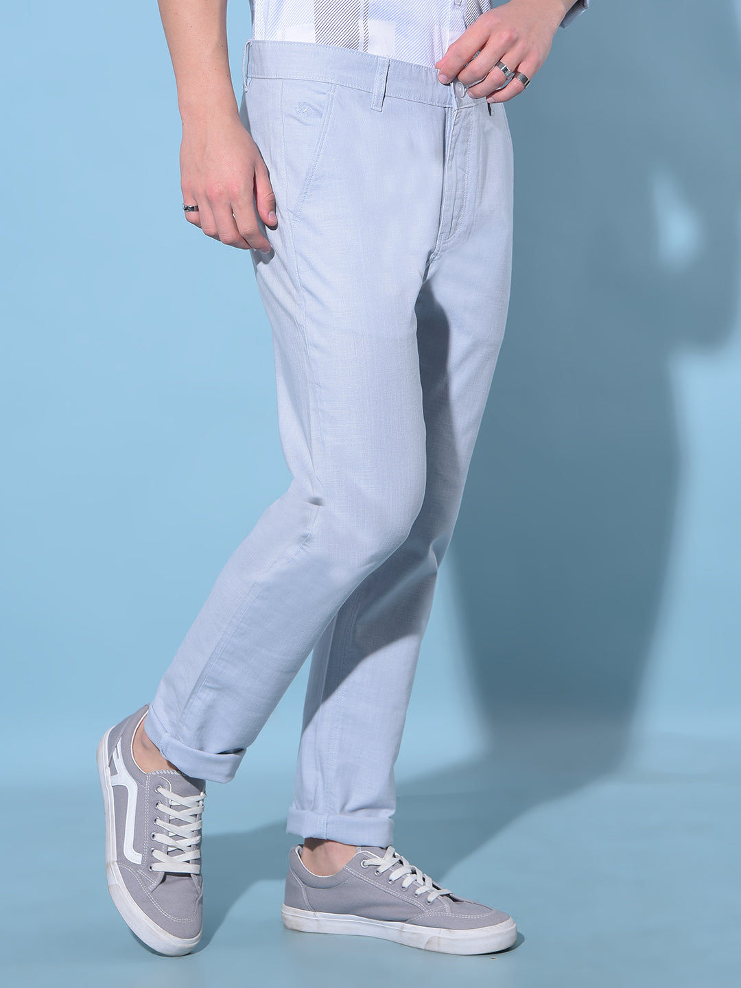 Grey Cotton Trousers-Men Trousers-Crimsoune Club