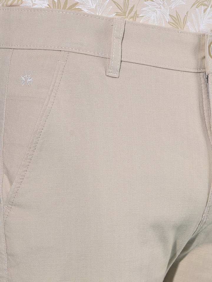 Beige Stretchable Trousers-Men Trousers-Crimsoune Club