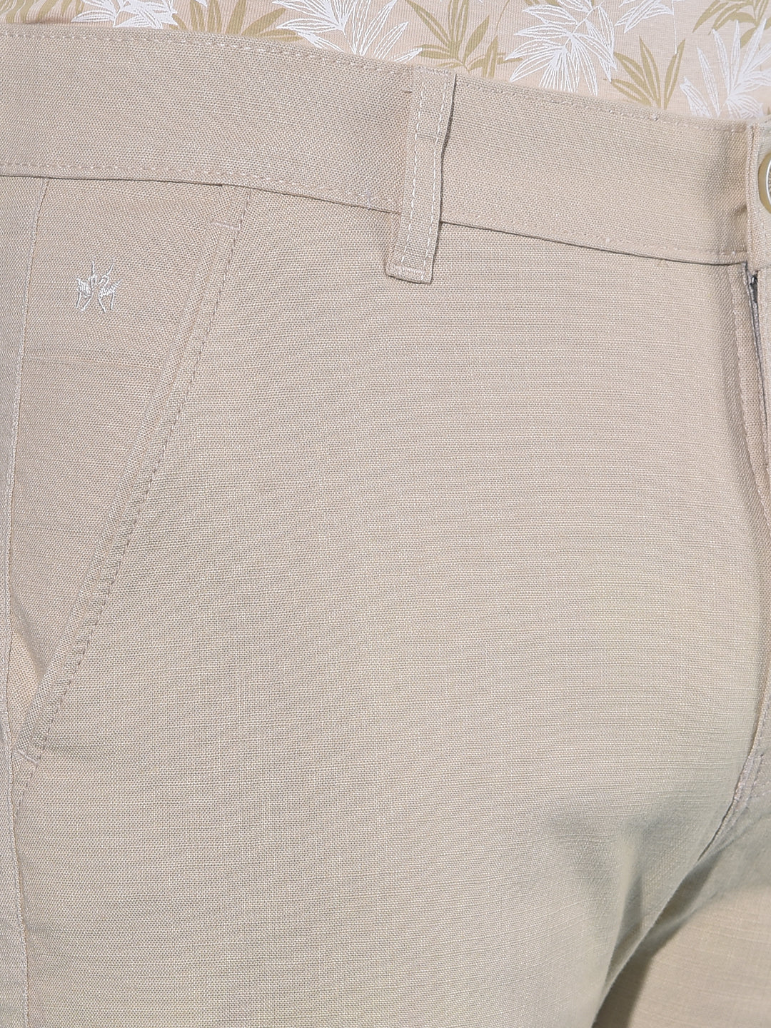 Beige Stretchable Trousers-Men Trousers-Crimsoune Club