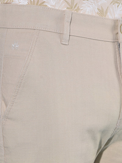 Beige Stretchable Trousers-Men Trousers-Crimsoune Club