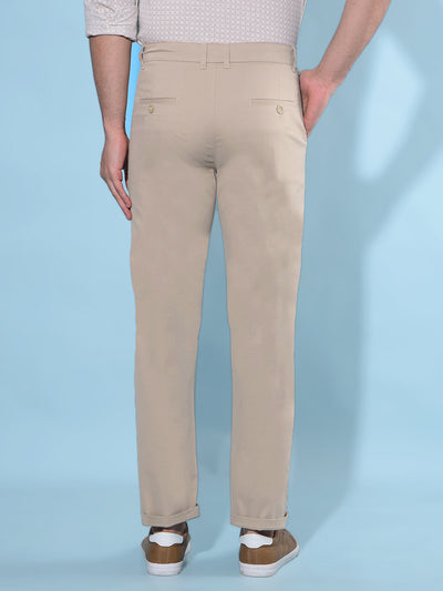 Beige Stretchable Trousers-Men Trousers-Crimsoune Club