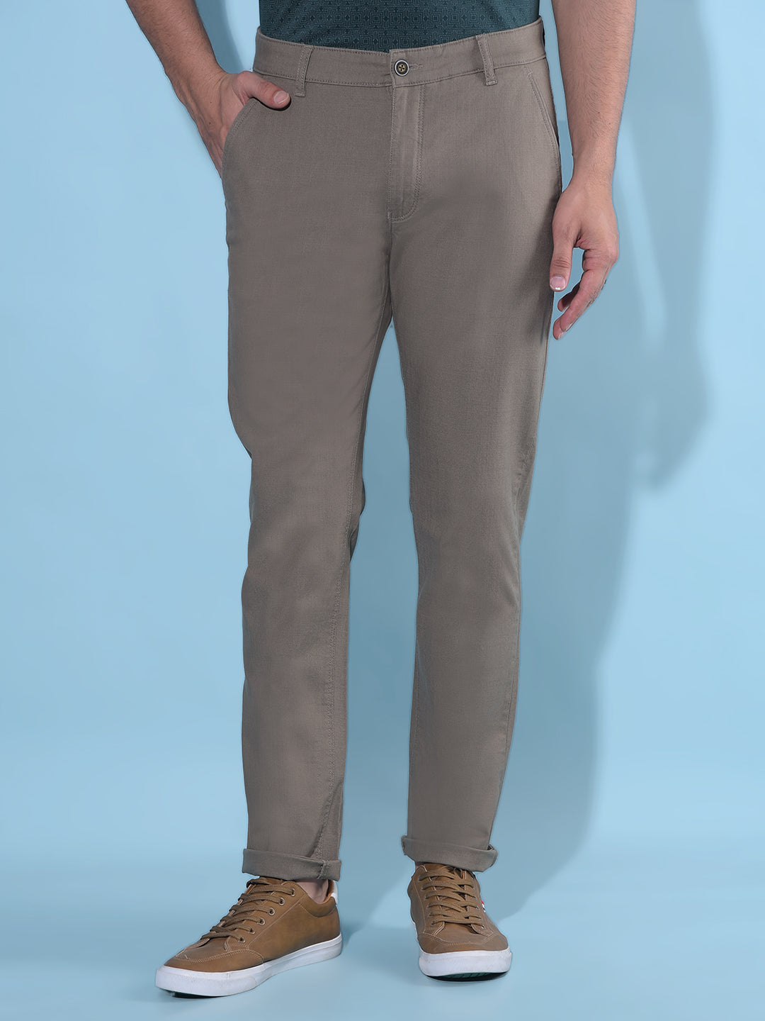 Olive Cotton Trousers-Men Trousers-Crimsoune Club