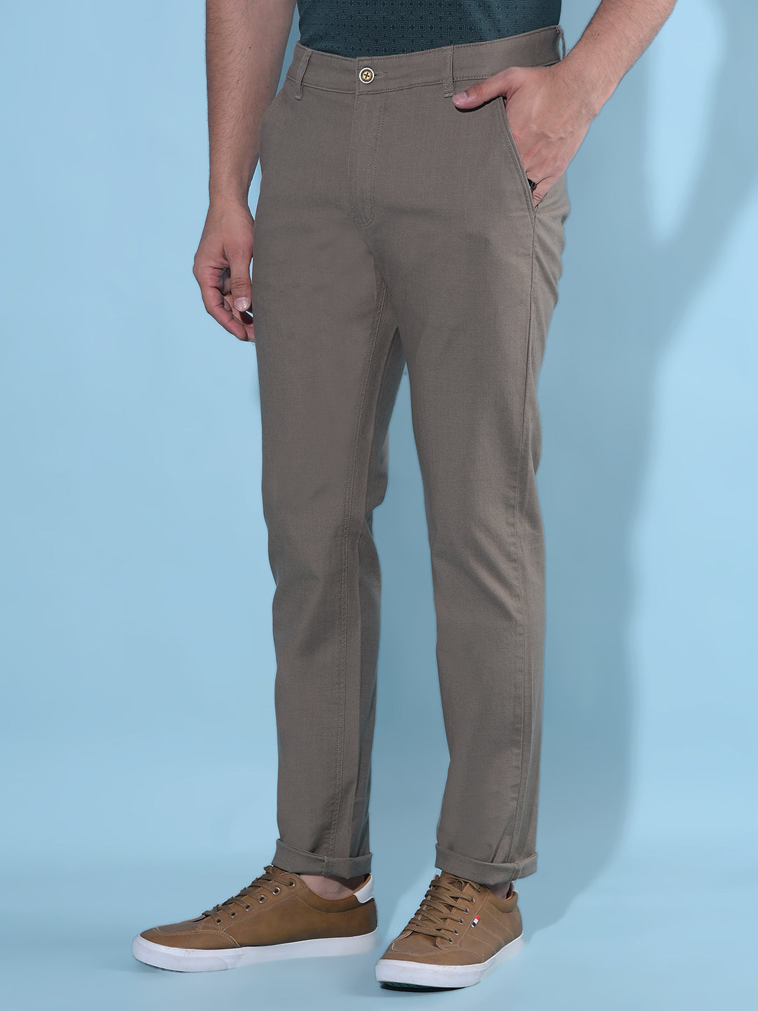 Olive Cotton Trousers-Men Trousers-Crimsoune Club