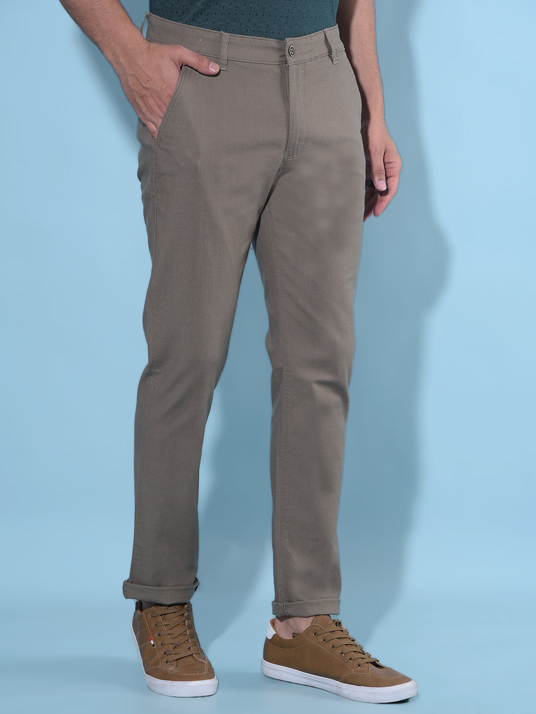 Olive Cotton Trousers-Men Trousers-Crimsoune Club