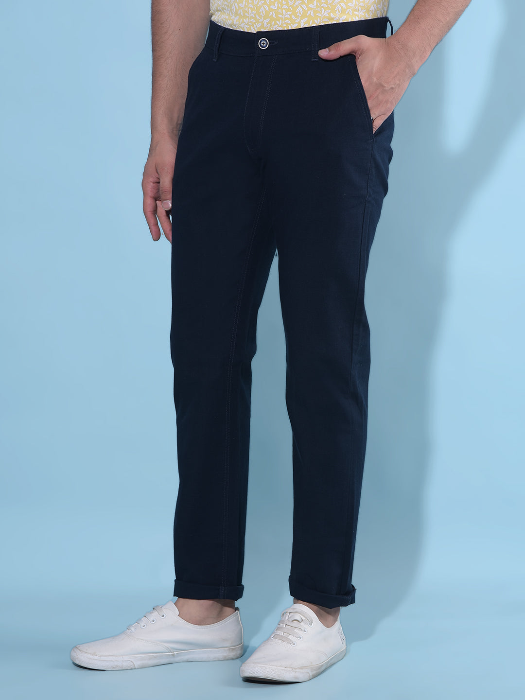 Blue Cotton Trousers-Men Trousers-Crimsoune Club