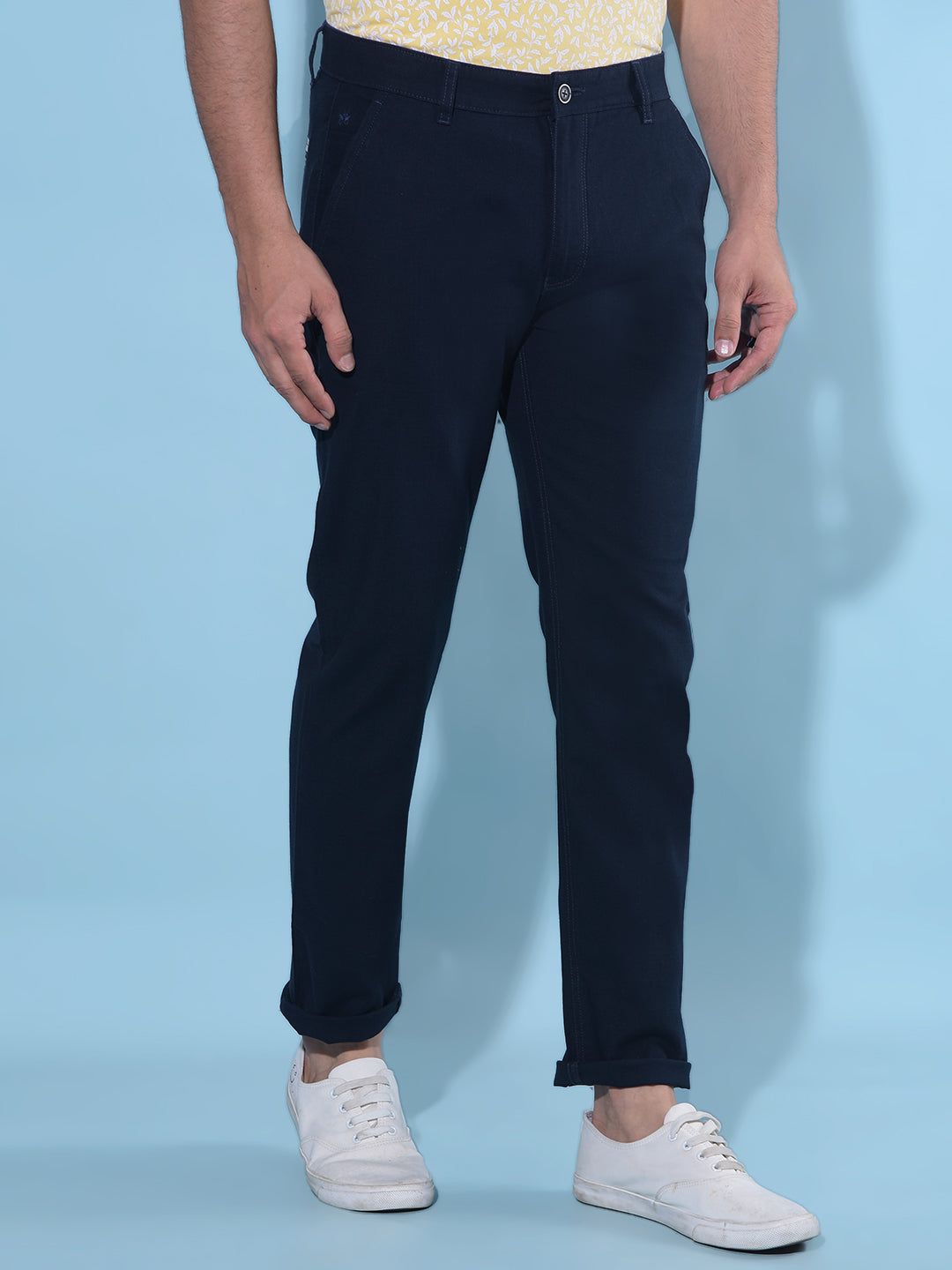 Blue Cotton Trousers-Men Trousers-Crimsoune Club