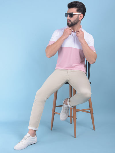 Beige Stretchable Cotton Trousers-Men Trousers-Crimsoune Club