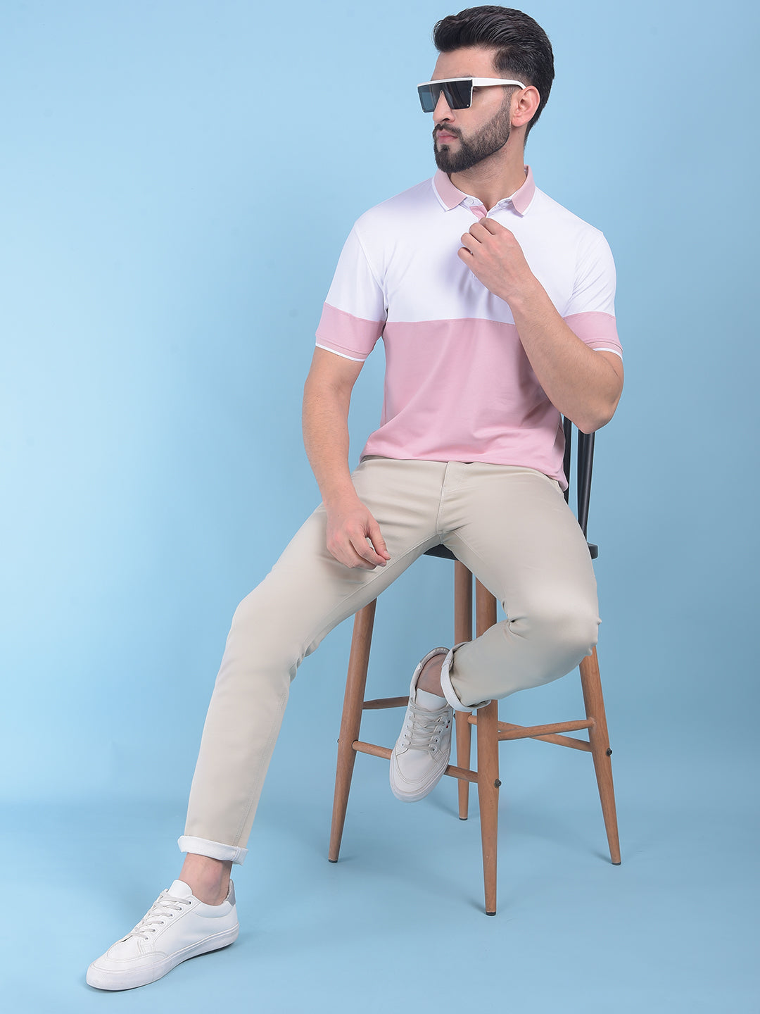 Beige Stretchable Cotton Trousers-Men Trousers-Crimsoune Club