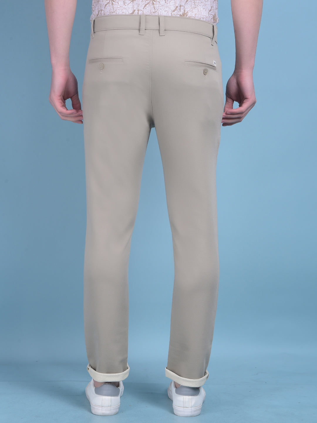 Khaki Stretchable Cotton Trousers-Men Trousers-Crimsoune Club