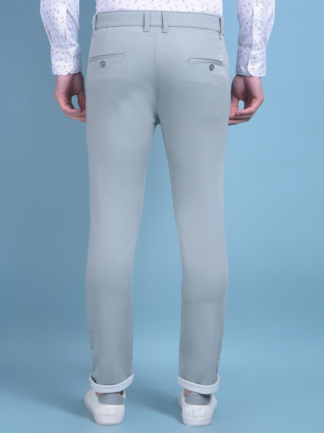 Green Stretchable Cotton Trousers-Men Trousers-Crimsoune Club