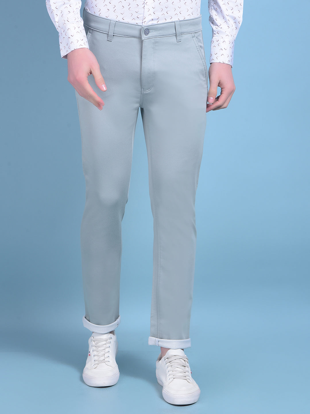 Green Stretchable Cotton Trousers-Men Trousers-Crimsoune Club