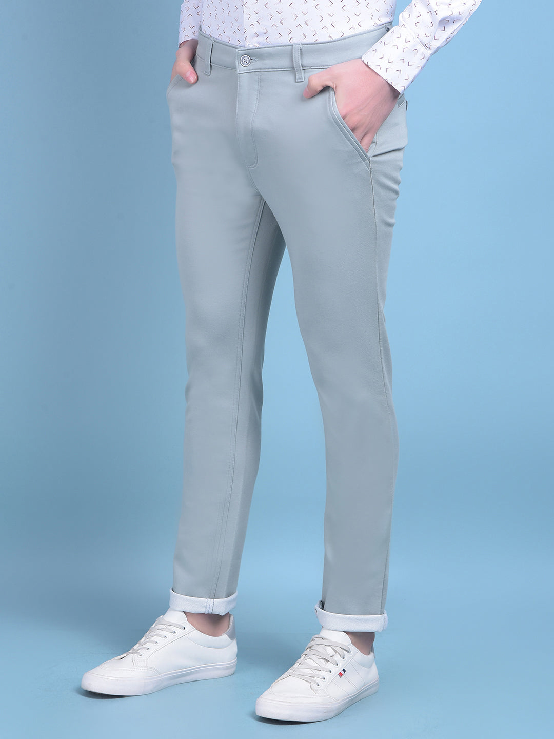 Green Stretchable Cotton Trousers-Men Trousers-Crimsoune Club